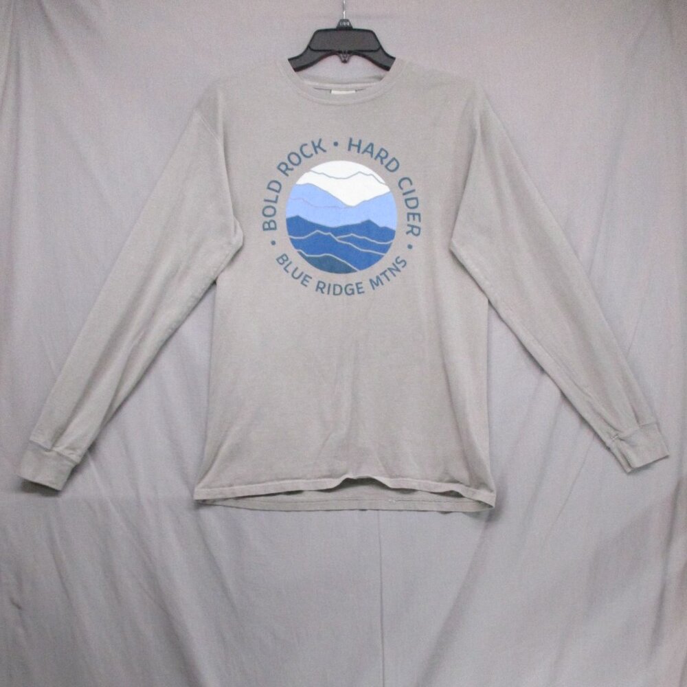 Comfort Colors Hard Cider Graphic Print long Sleeve Shirt Gray‎ Men Size | S